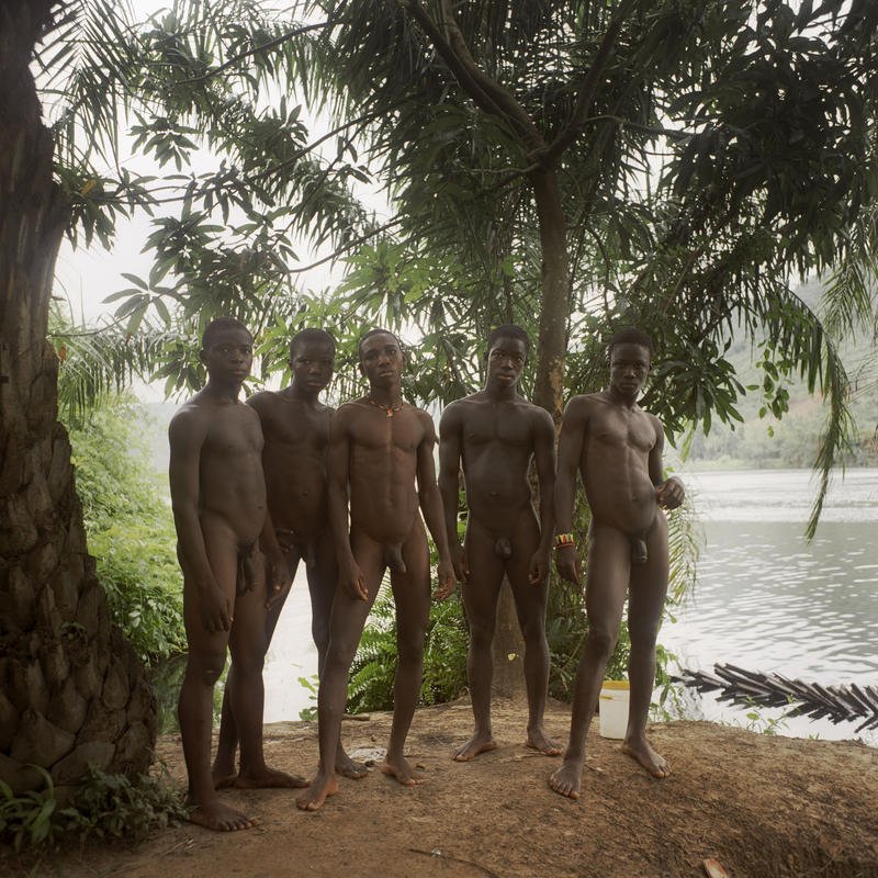 Black man posing naked