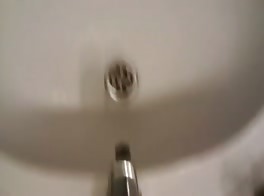 Hot uncut wanker in bathroom cums in sink