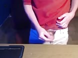 Cumming on the desk