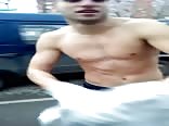 Russian boy walks naked in the city