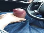 Cumming on his jeans in the car porn