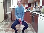 Teen gay porn jerking off in the kitchen