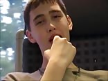 Teen wanking on public train