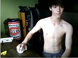 Cute Canadian twink wanks and shoots his jizz on webcam