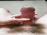 Teen cums on his pubes