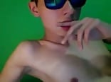 Boys Porn in Sunglasses eats his load