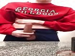 Gay Teen Porn Skinny Bulldogs Fan Jerks on Bathroom Counter