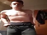 Stripping flexing and jacking off in my dorm boys porn