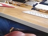 Naughty boy porn jerks and cums in computer class