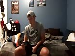 Baseball jock boy porn humps bed jerks and cums