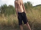 Skinny Twink Porn Naked Walk And Wank On Country Road