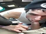 White Teen Sucks a Black Man's Dick in the Car