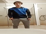 Twink porn jerks off in the locker room showers