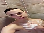 The guy is washing in the shower boys porn