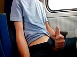 Danish guy jerking of in train and cums huge boys porn