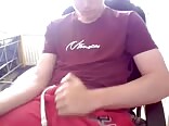 Red sweats boys porn gets interrupted shooting his load 