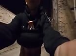 Jockstrap Hunk Cums in the Streets Gay Porn