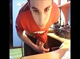 Teen wanks his cut cock at the desk boys porn