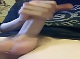 Teen wanking his big cock