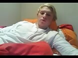 Shaved blond twink porn wank in his bed