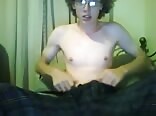 Curly haired nerdy boys porn gets naked and masturbates